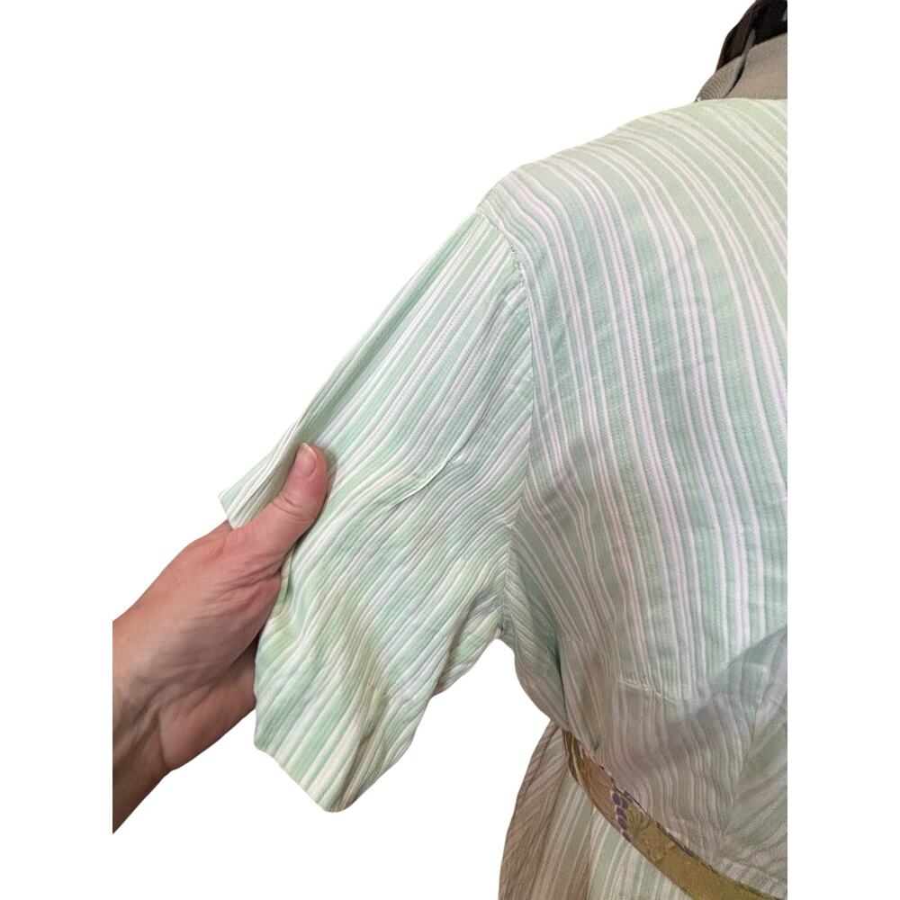 1950s Vintage Mint Green Textured Stripe Dress Restored & Ready Soft Minimalist - Picture 5 of 7